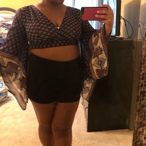 Printed crop top blouse